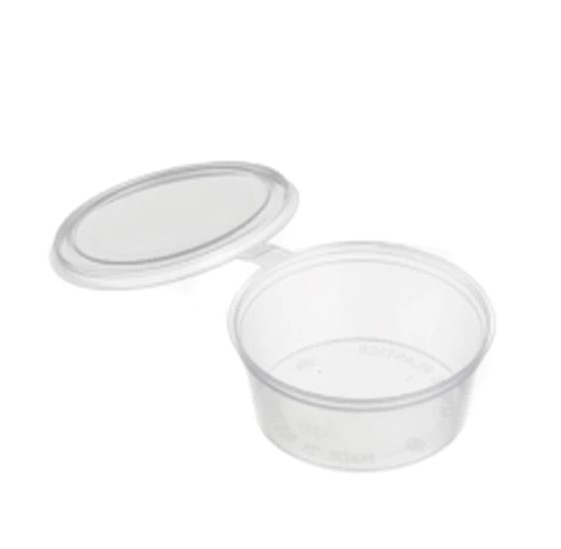2OZ PLASTIC PORTION CUPS WITH HINGED LID X 100