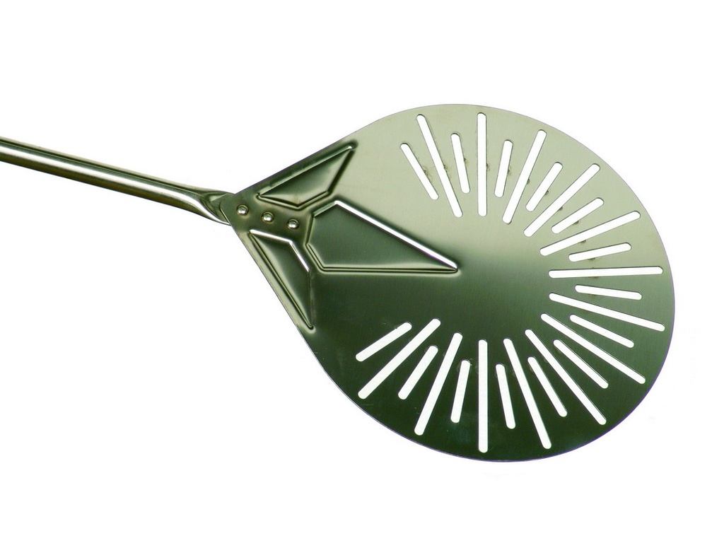 STAINLESS STEEL ROUND PERFORATED PIZZA PEEL 23CM